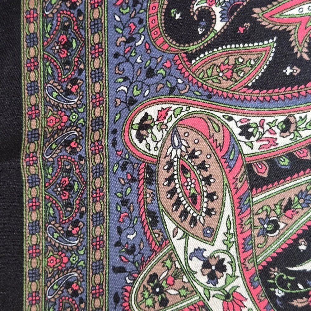 Large Square Scarf Black Paisley Pattern Pink Gray White Colorful Pattern Gifts